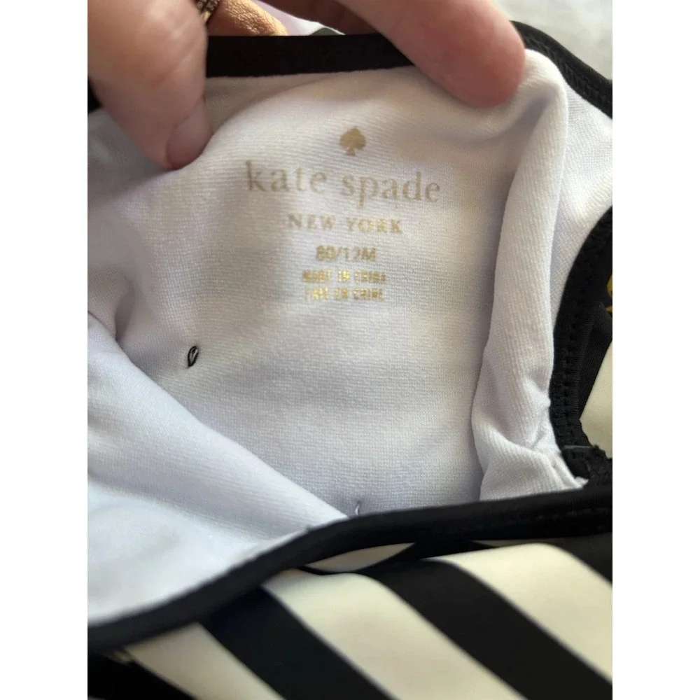 Kate Spade baby One Piece Swimsuit White‎ And Black Ruffle Detailing Bow